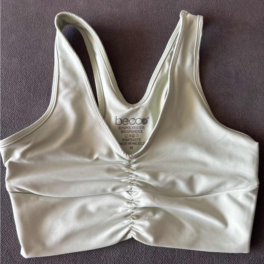Ecco Cream Crop Top V-Neck Racerback